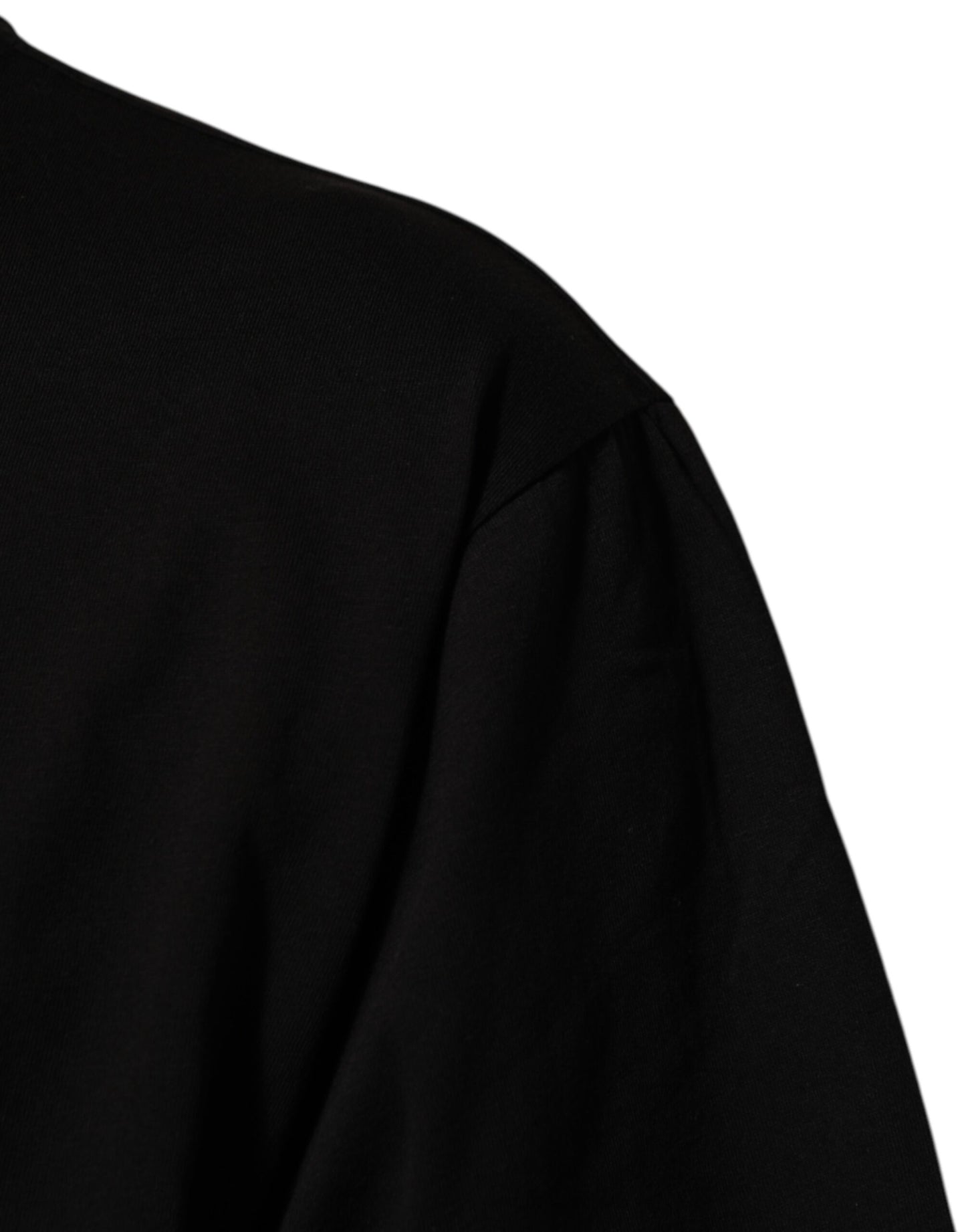 Black Logo Print Cotton Men Crew Neck T-shirt