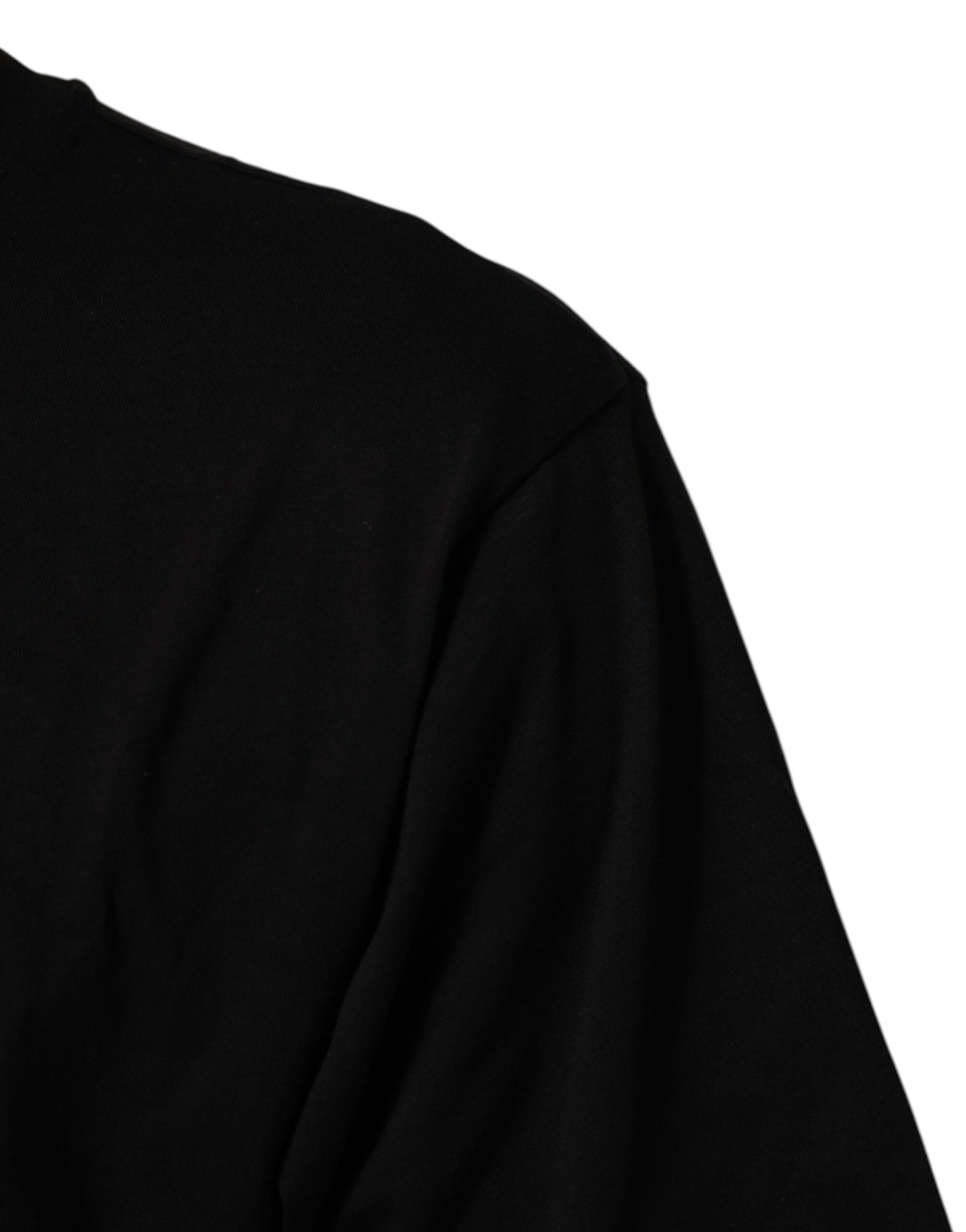 Black Logo Print Cotton Crew Neck  T-shirt