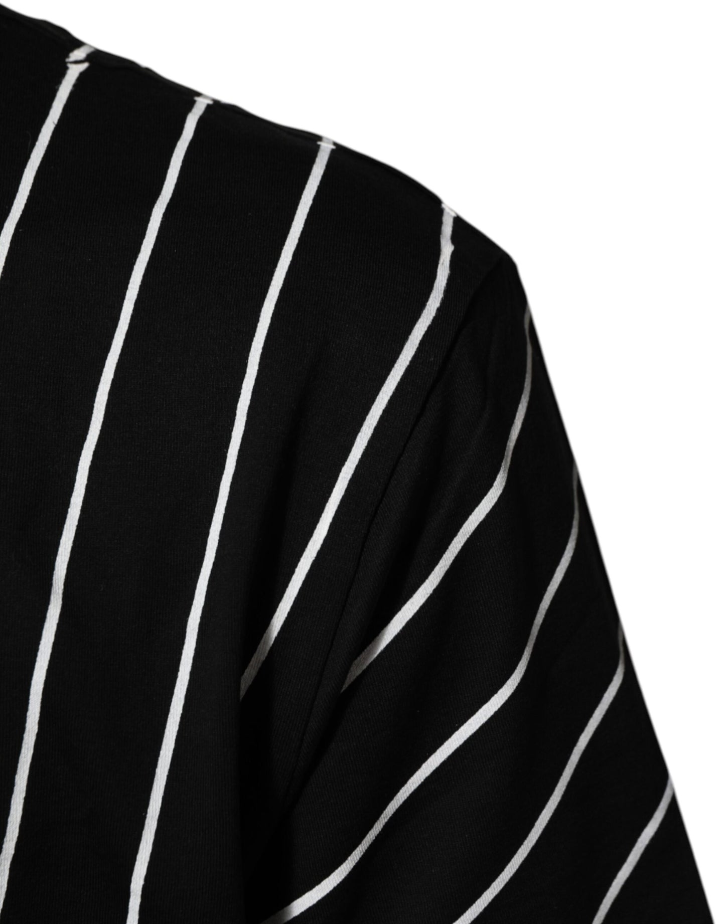 Black Cotton Polka Dots Round Neck T-shirt