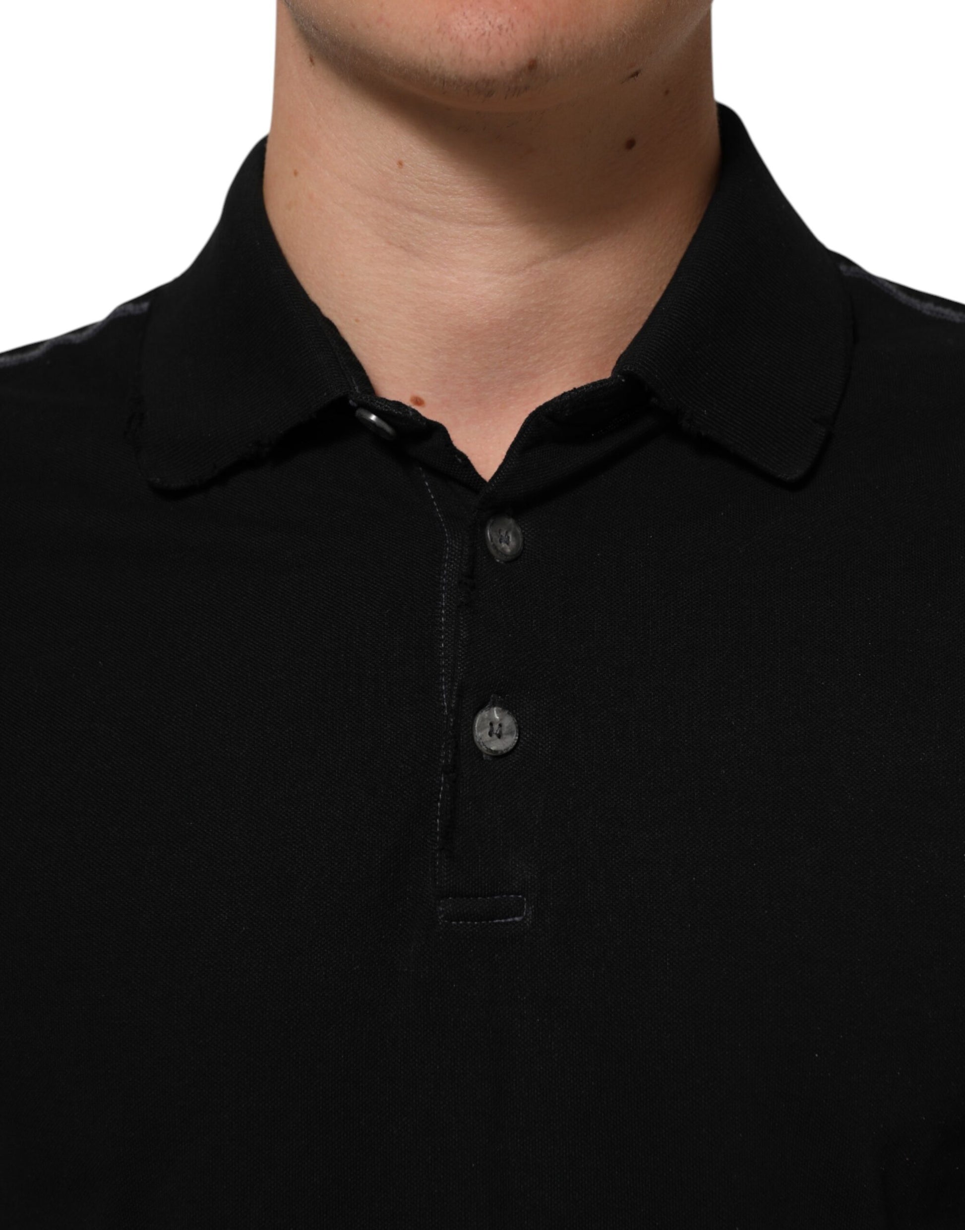 Black Cotton Graphic Print PoloShirt T-shirt
