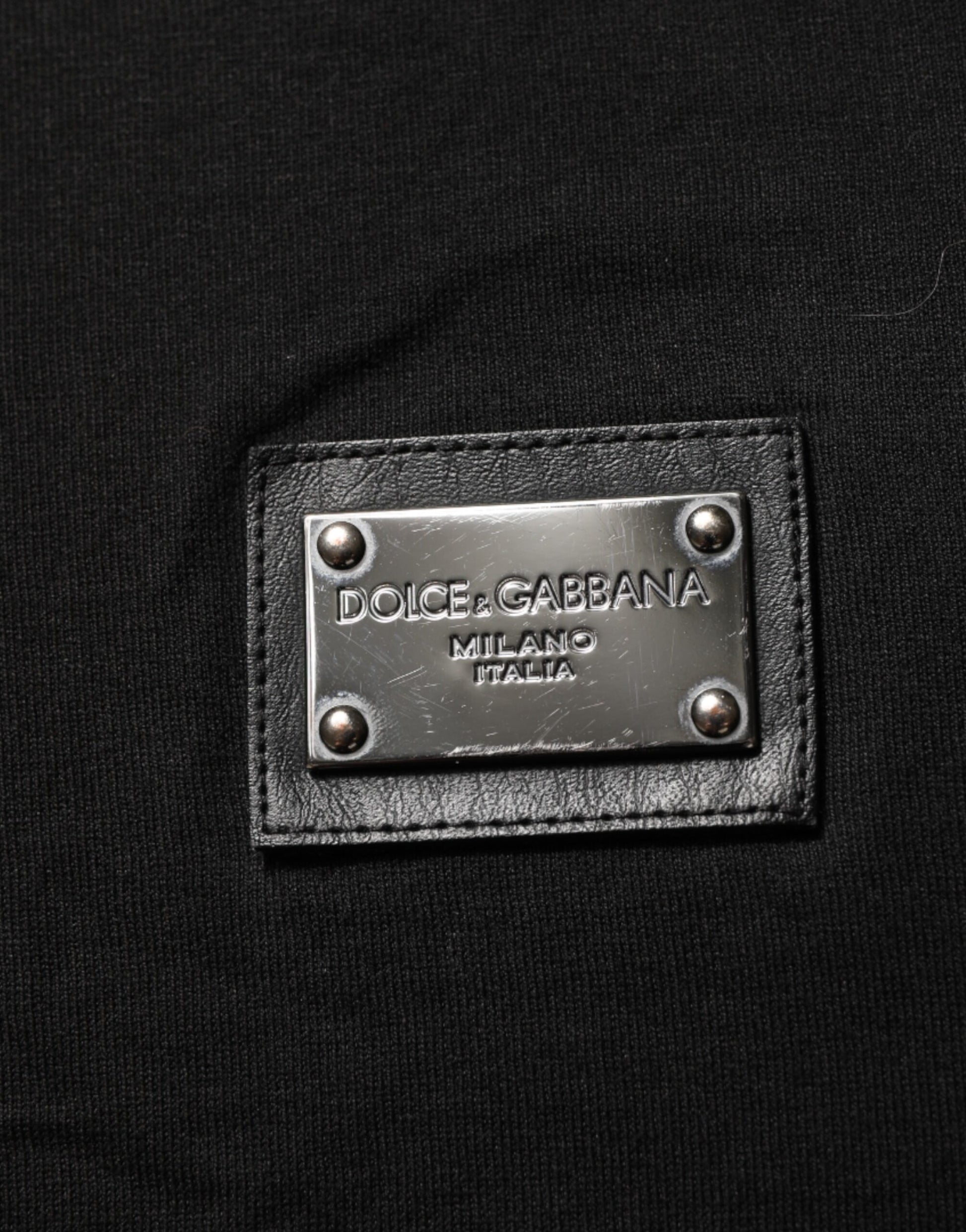 Black Logo Plaque Cotton Crew Neck T-shirt
