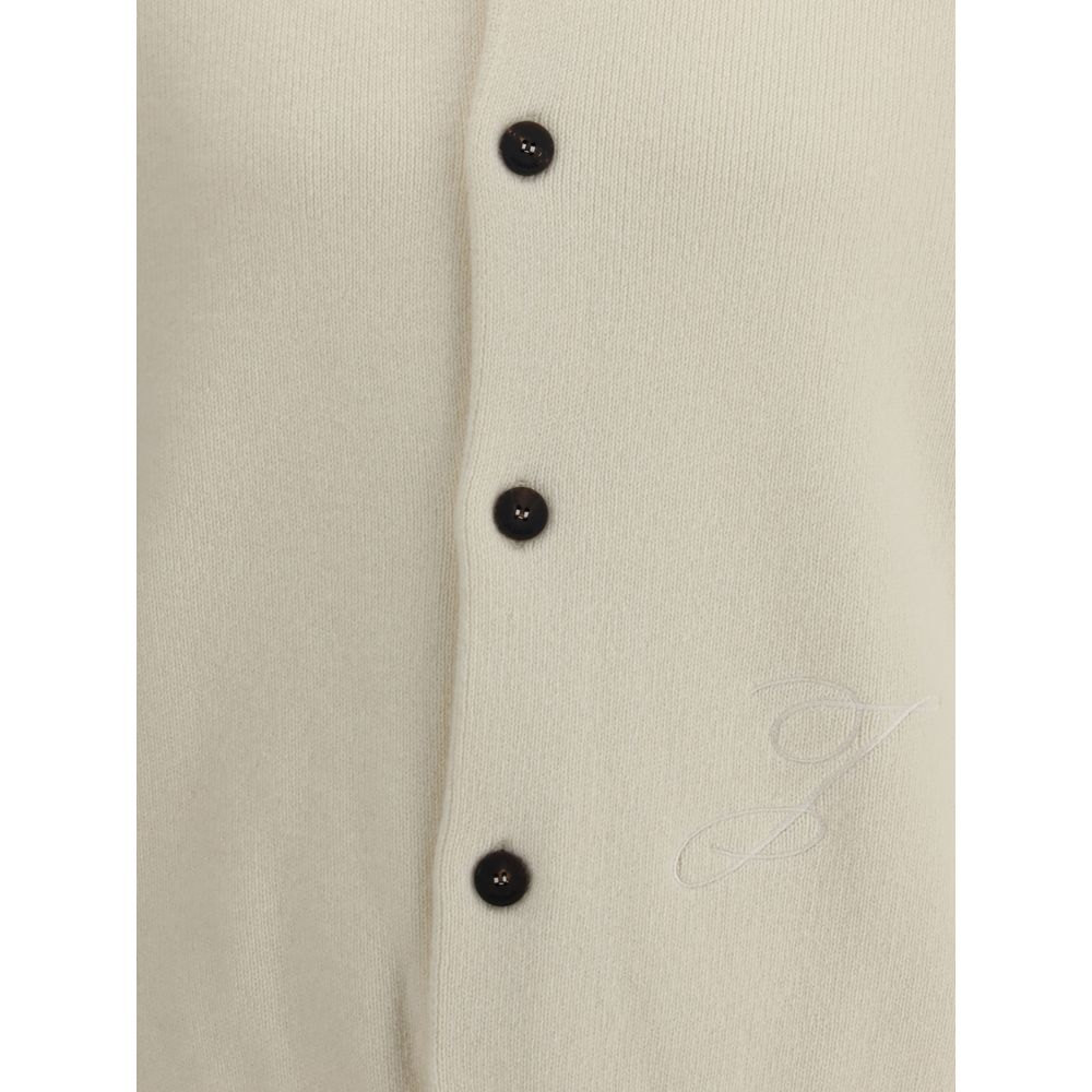 White Fleece Wool Cardigan