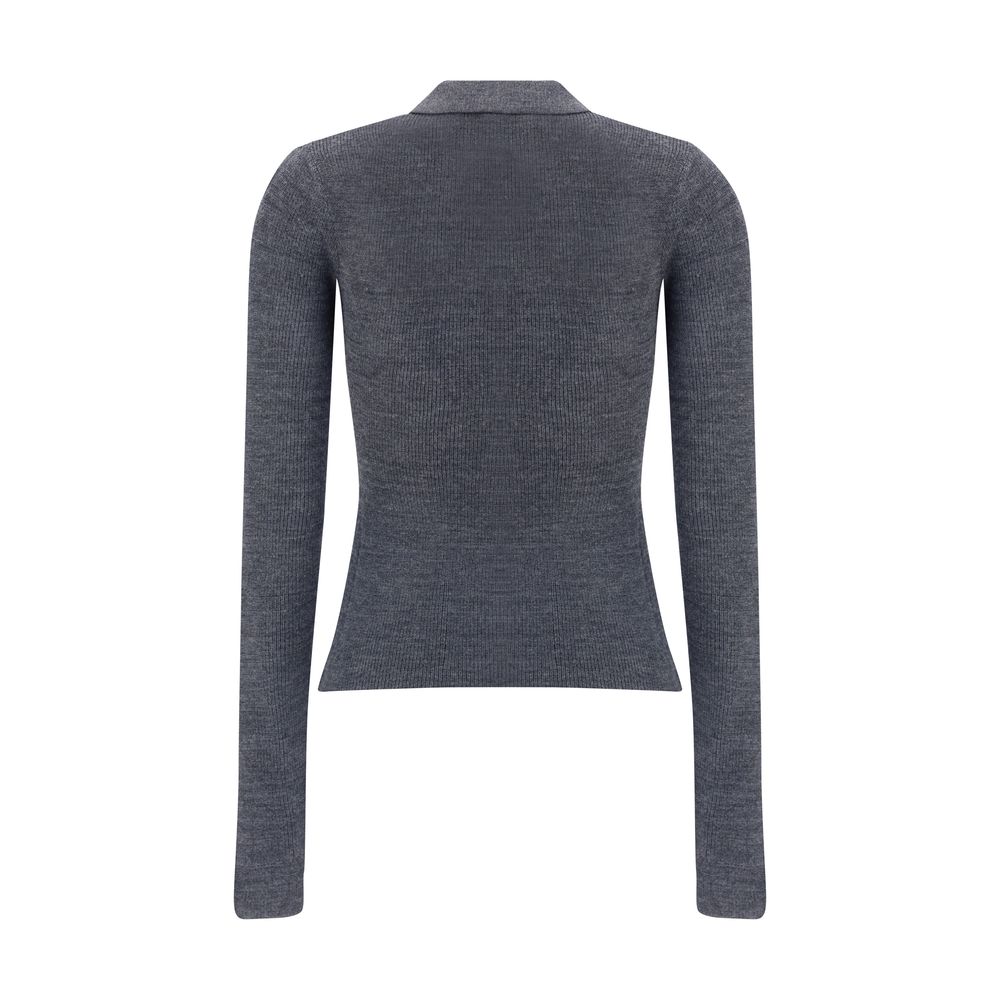 Gray Merino Wool Polo Shirt