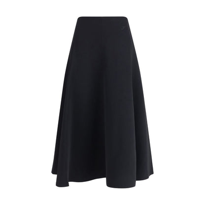 Black Cotton Midi Skirt