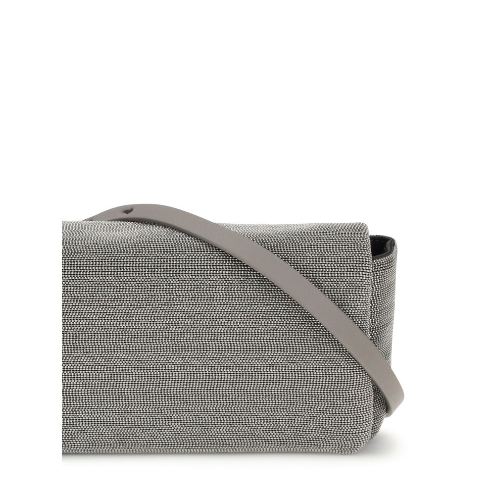 Gray Leather Shoulder Bag