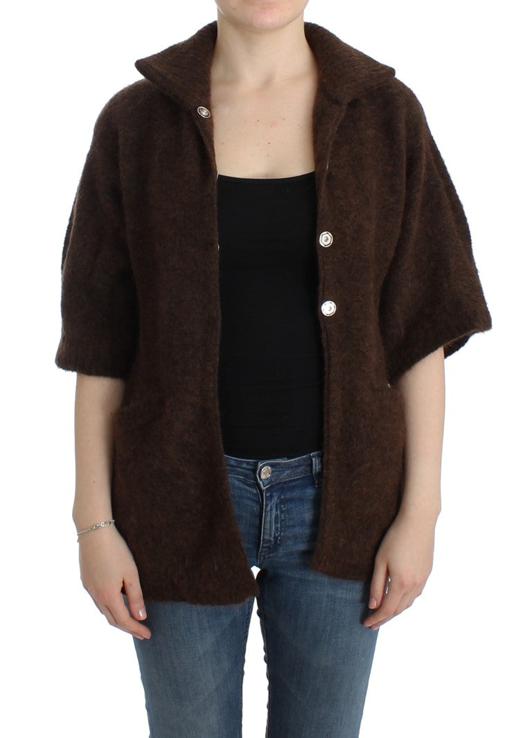 Brown mohair knitted cardigan