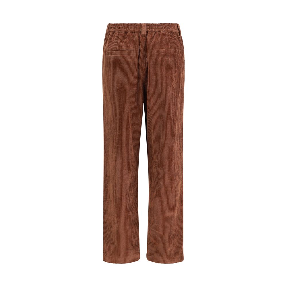 Brown Cotton Casual Pants