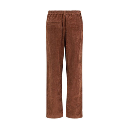 Brown Cotton Casual Pants