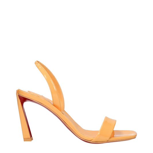 Orange Leather Stiletto Heel Sandals