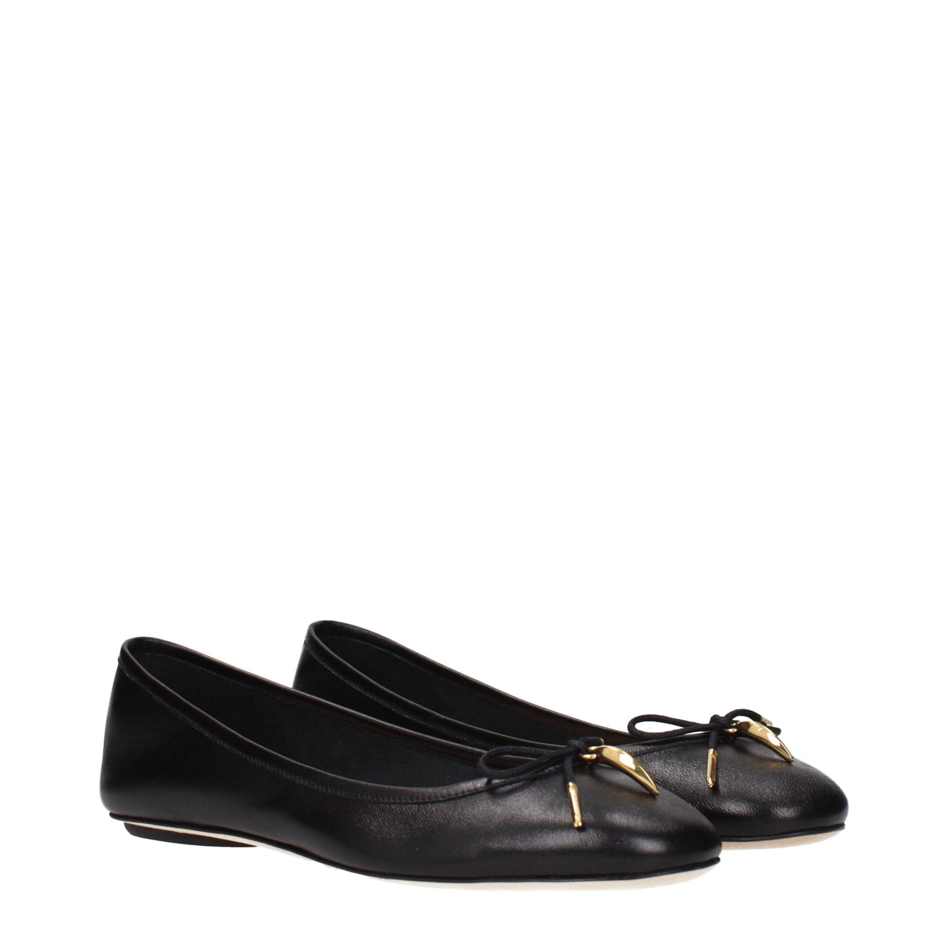Black Leather Ballet Flats