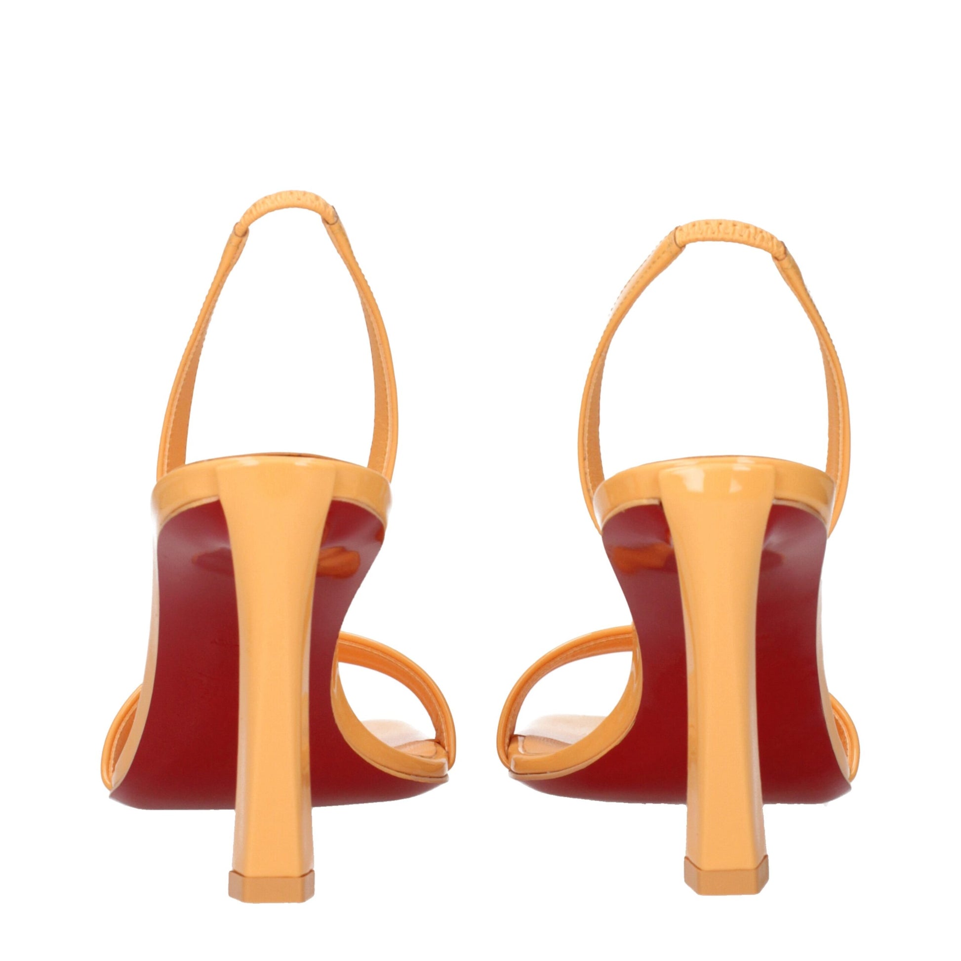 Orange Leather Stiletto Heel Sandals