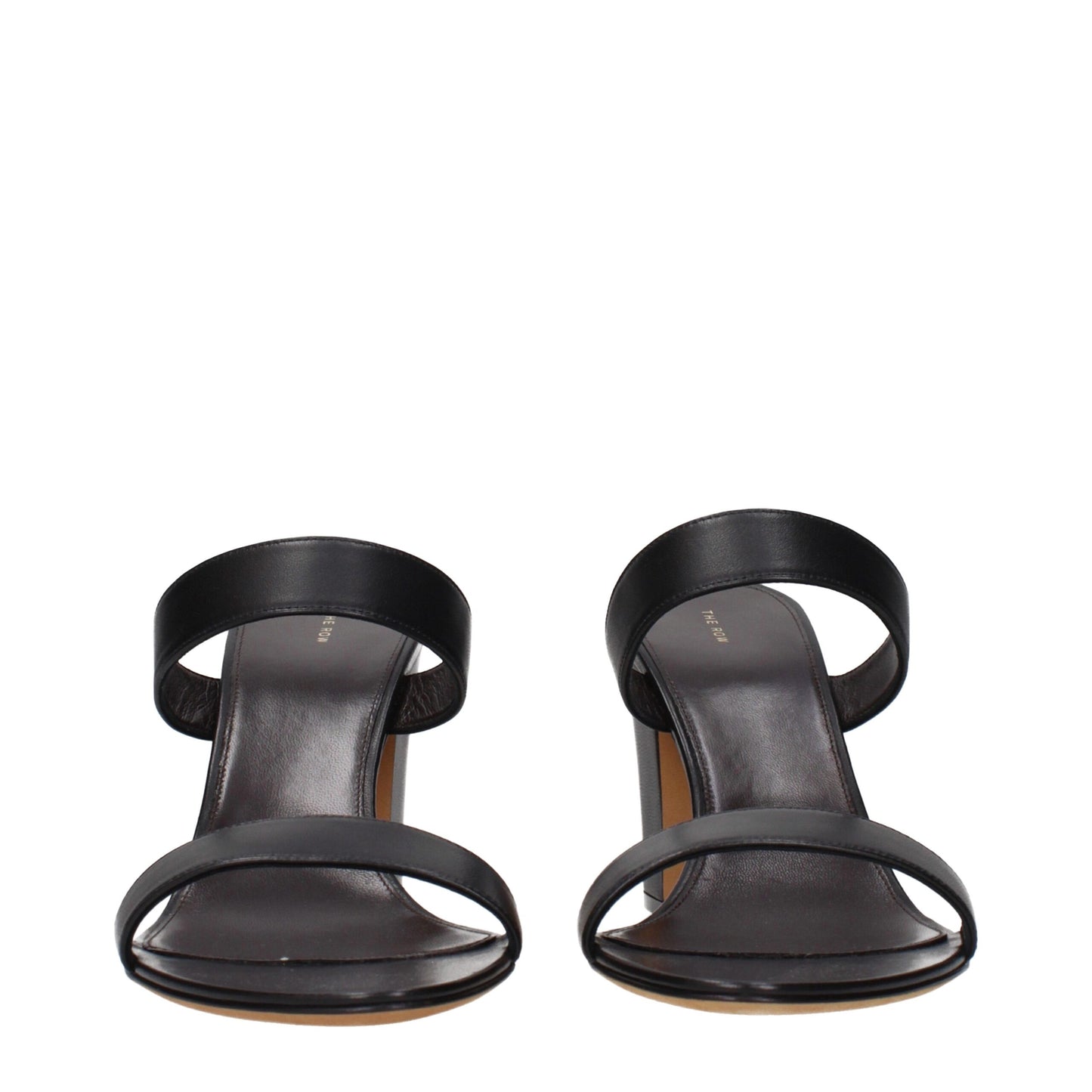 Black Leather Stiletto Heel Sandals