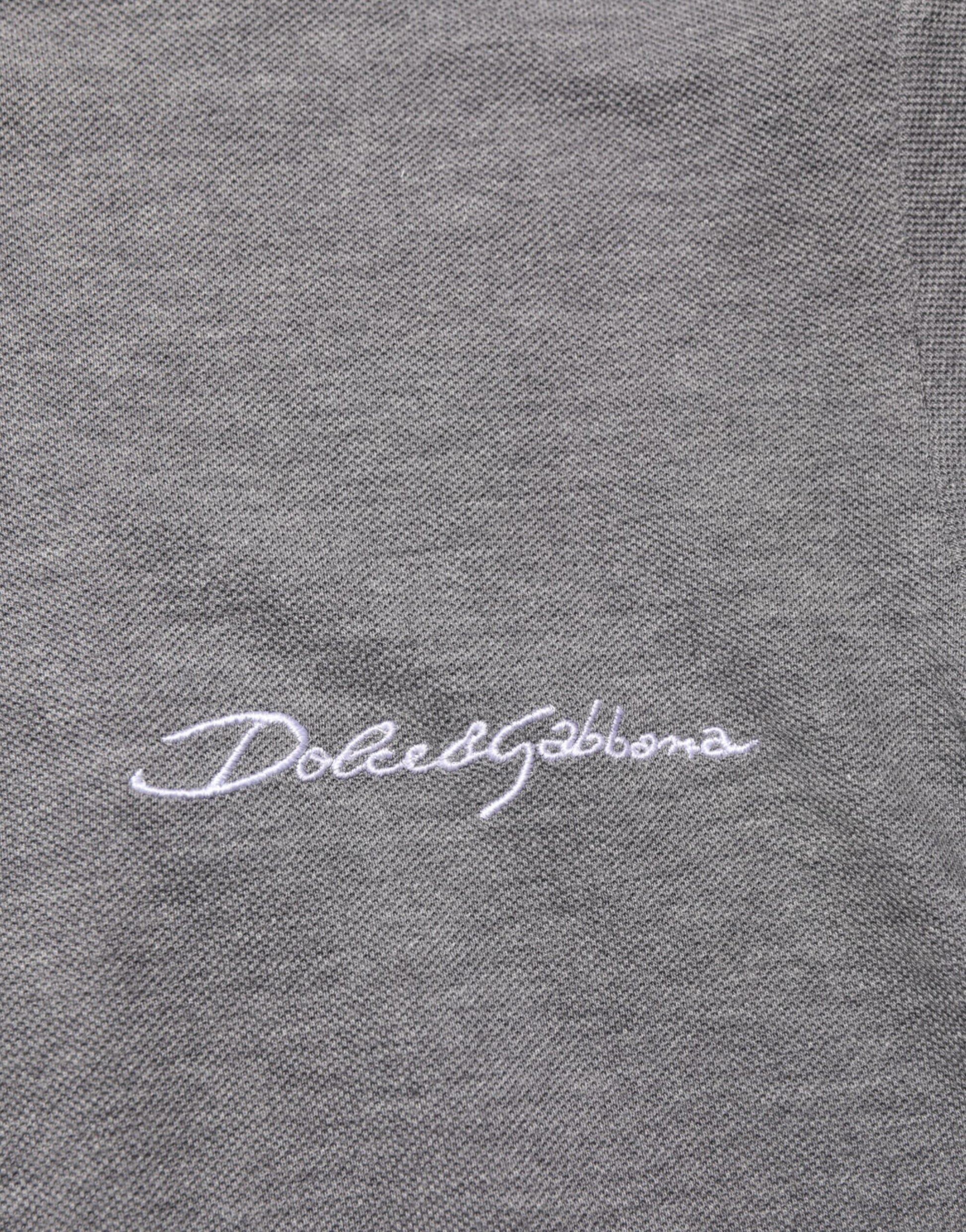 Gray Logo Embroidery Collared Polo T-shirt
