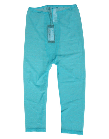 Light Blue Logo Lace Tight Midi Trouser  Underwear