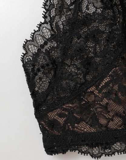 Black Floral Lace Mesh High Brief Panty  Underwear