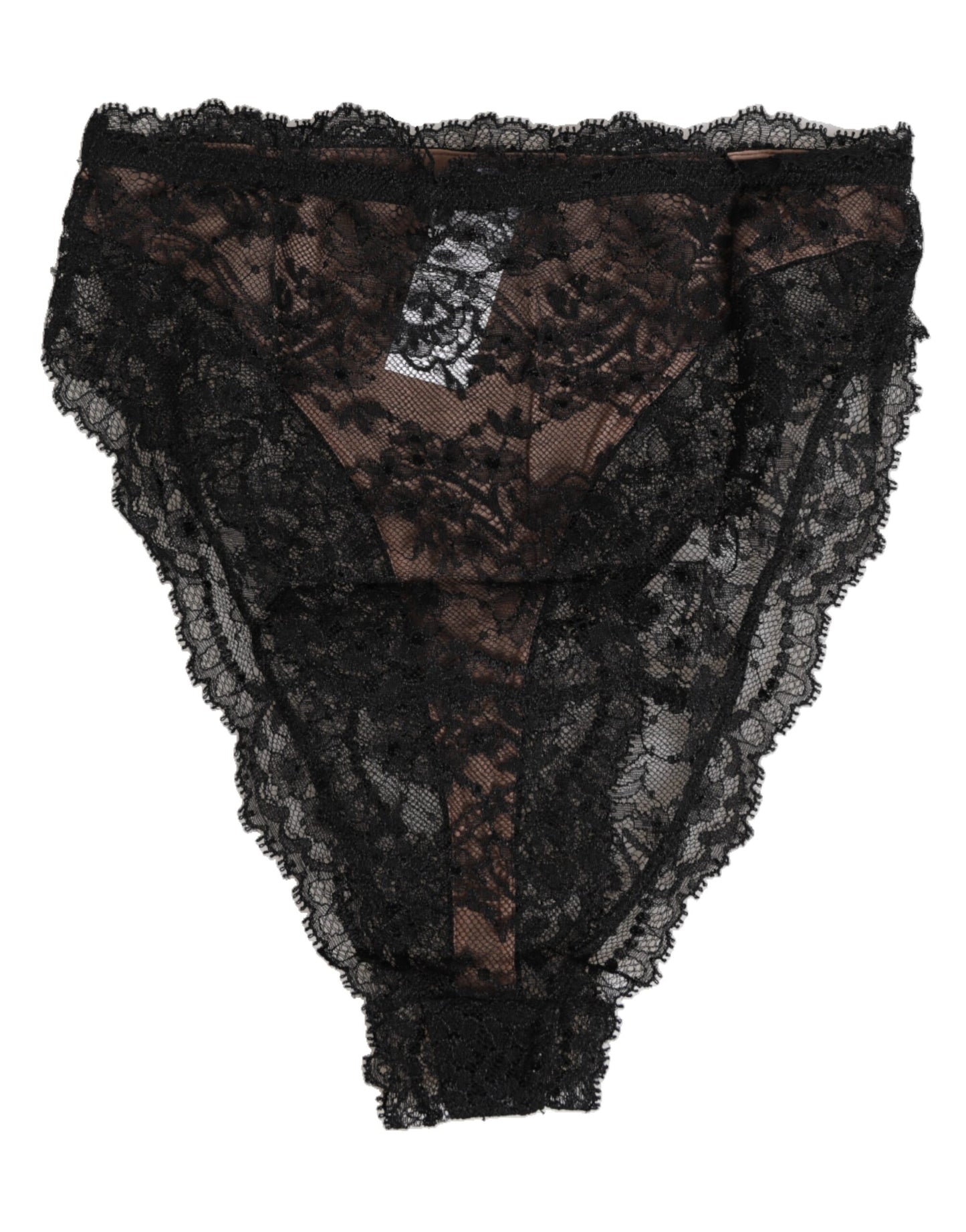 Black Floral Lace Mesh High Brief Panty  Underwear