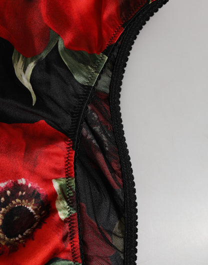 Black Floral Print High Waist Panty Underwear