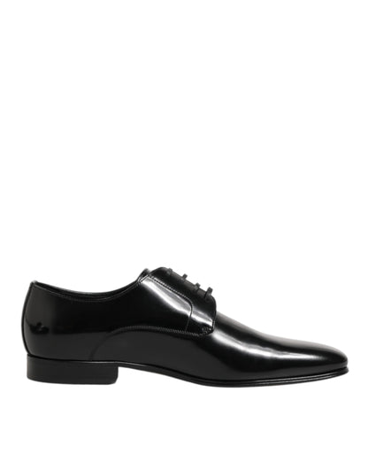 Black Calfskin Leather Derby Men Dress Shoes