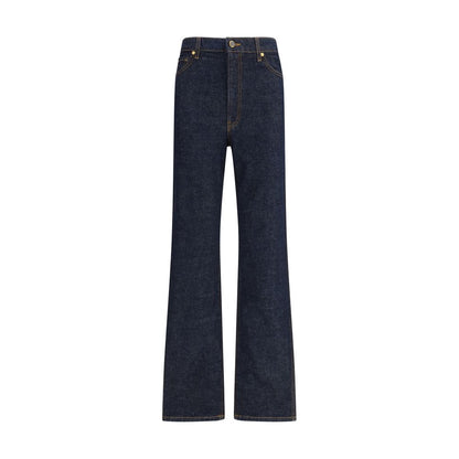 Blue Cotton High-Waisted Jean