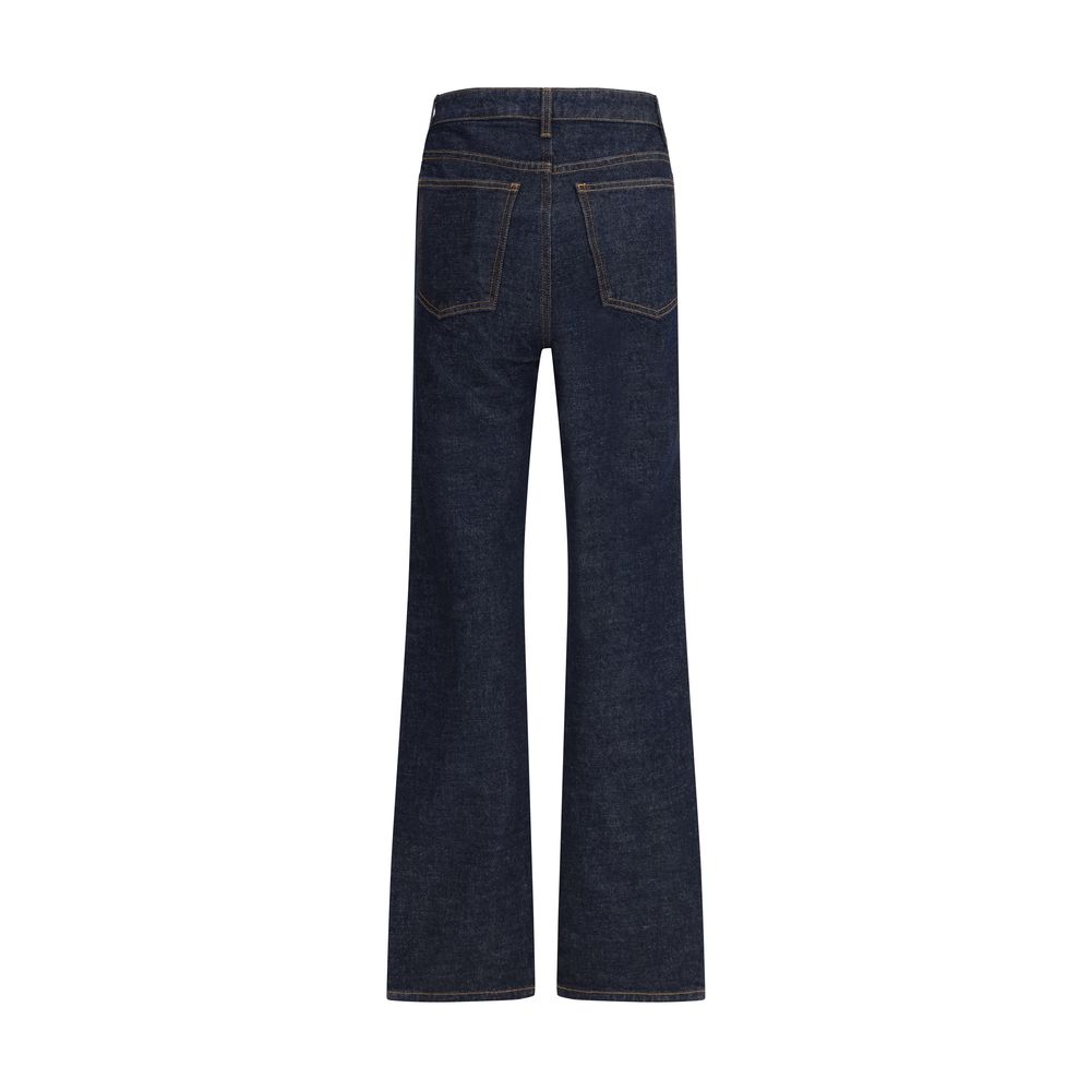 Blue Cotton High-Waisted Jean