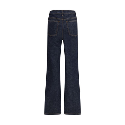 Blue Cotton High-Waisted Jean