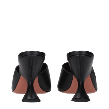 Black Leather Stiletto Heel Sandals