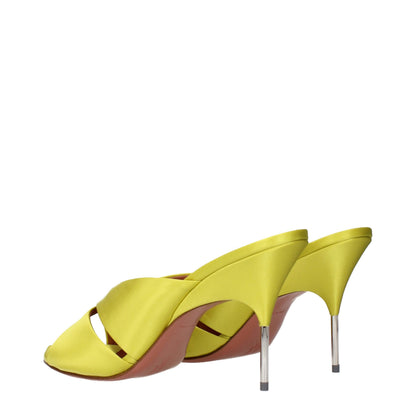 Green Satin Stiletto Heel Sandals