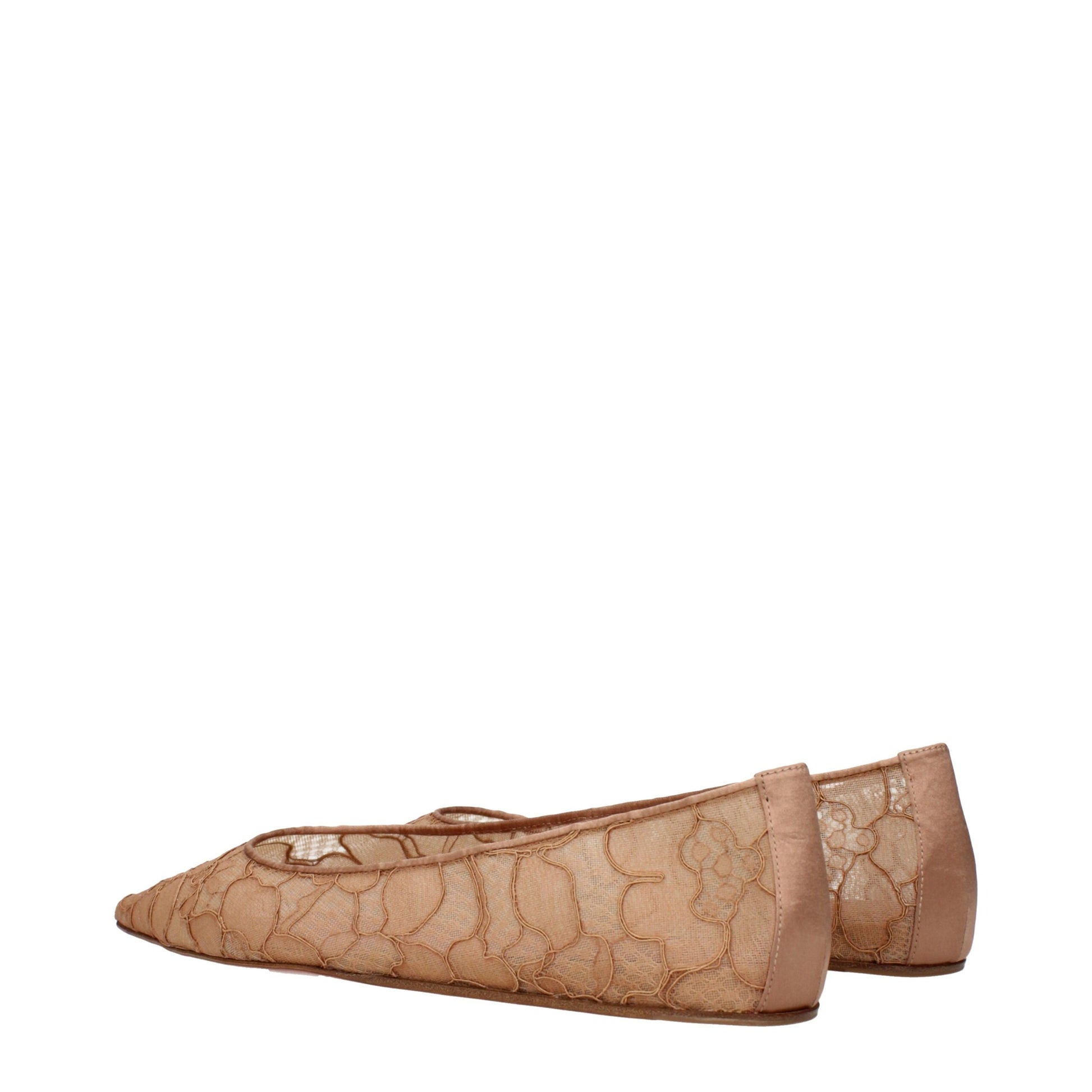 Beige Fabric Ballet Flats