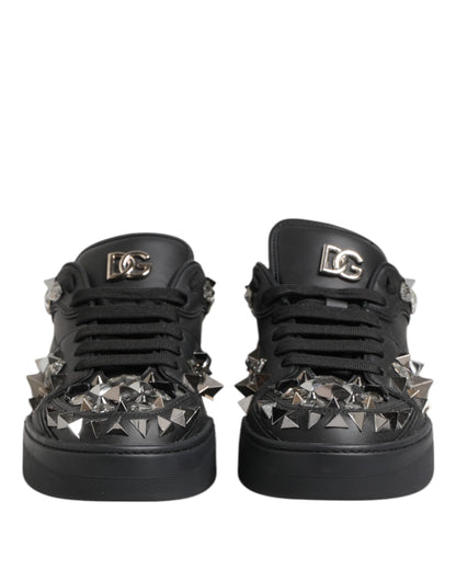 Black Portofino Studded Men Sneakers Shoes