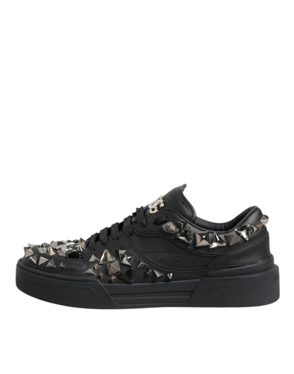 Black Portofino Studded Men Sneakers Shoes
