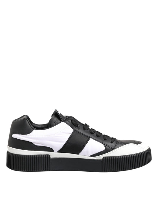 Black White Leather MIAMI Low Top Sneakers Shoes