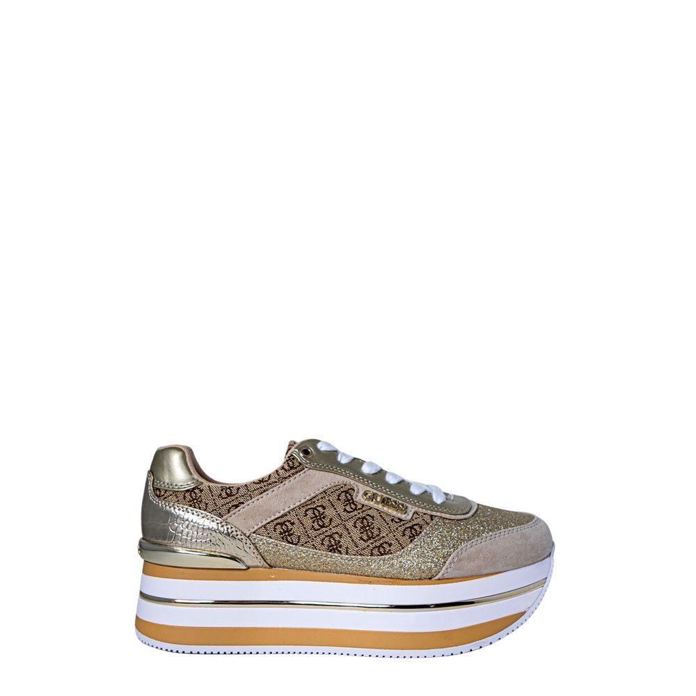 Beige Polyester Platform Sneakers