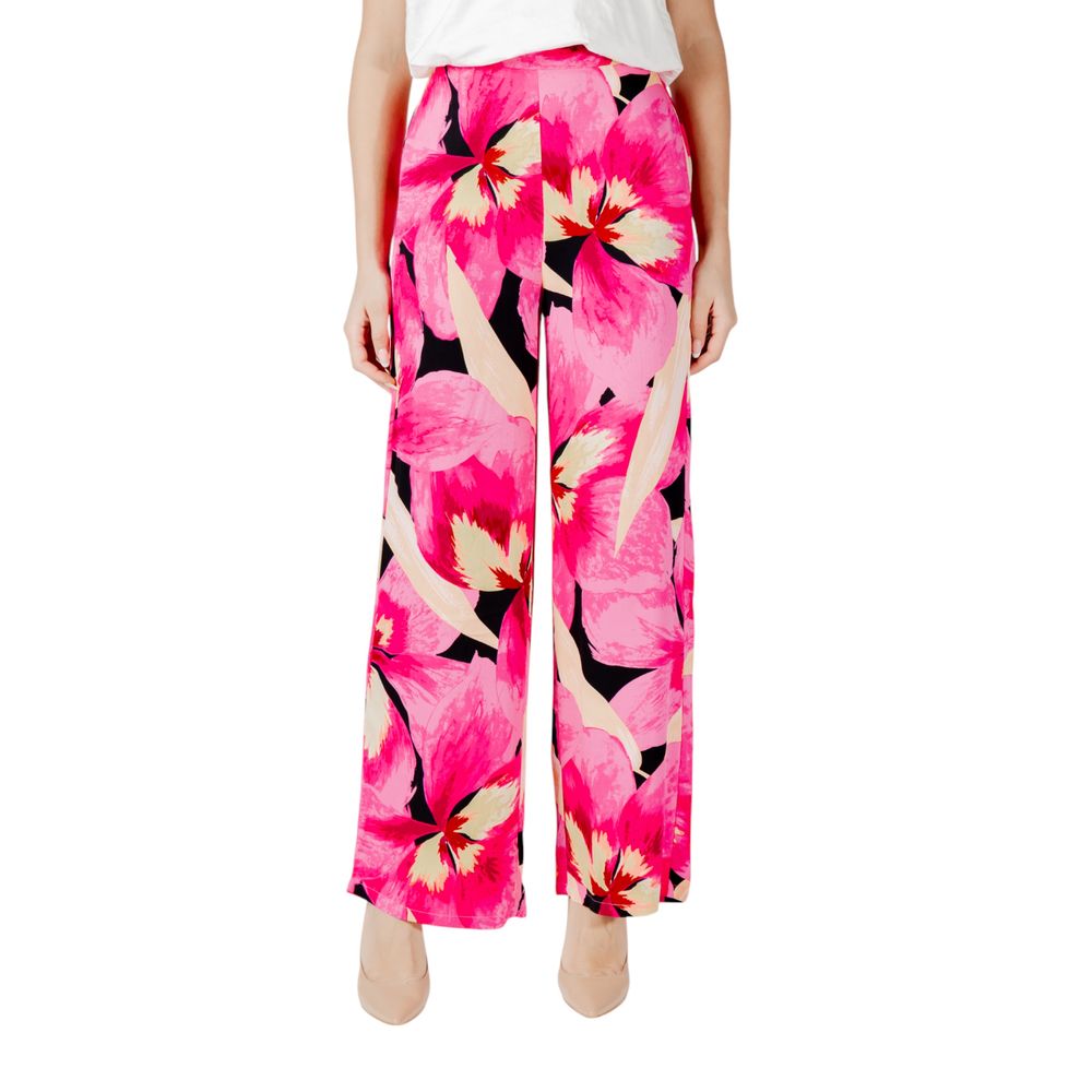 Pink Viscose Casual Pants