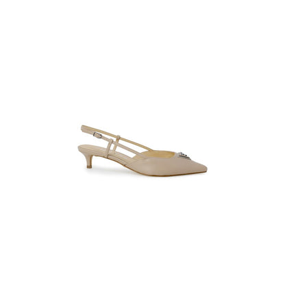 Beige Polyester High Heel Pumps