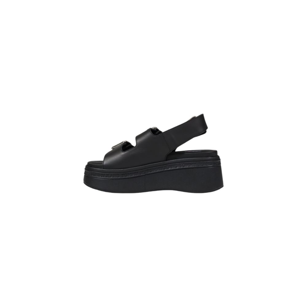 Black Leather Platform Sandals