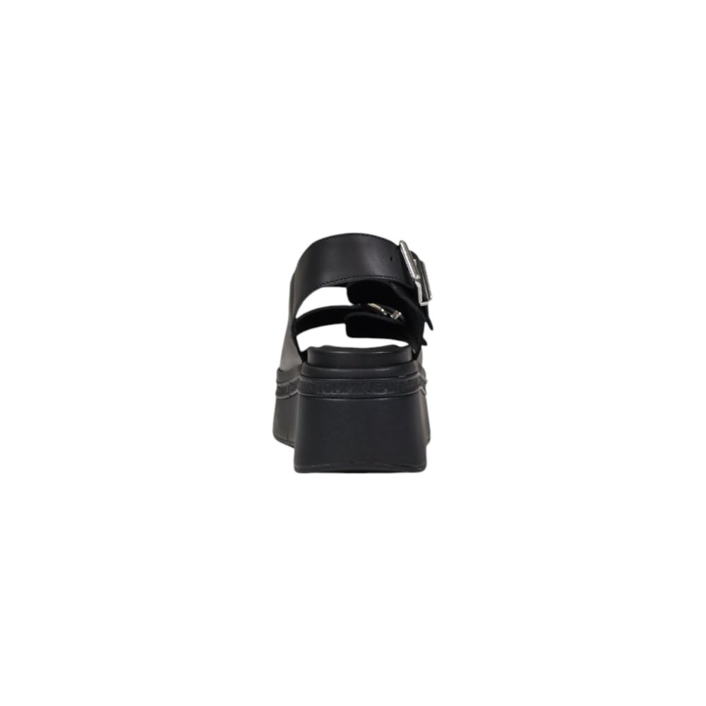 Black Leather Platform Sandals