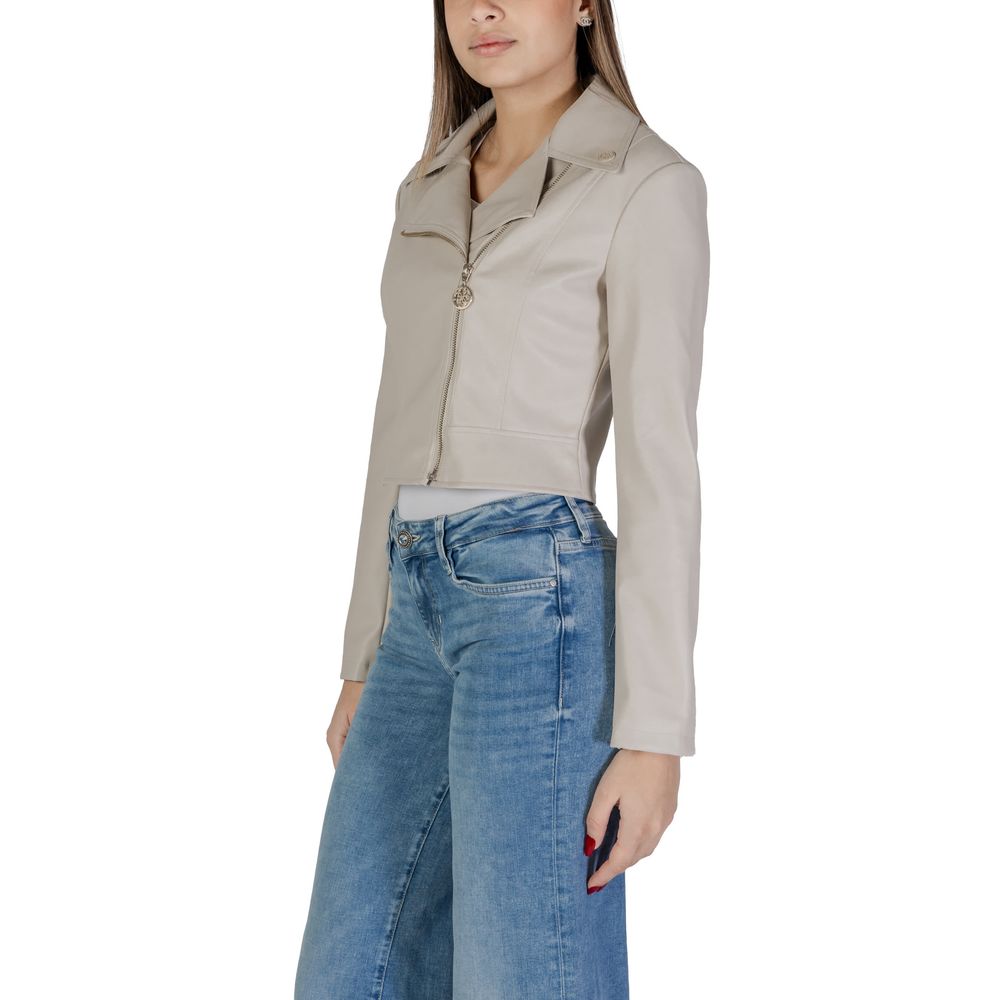 Beige Polyethylene Biker Jacket