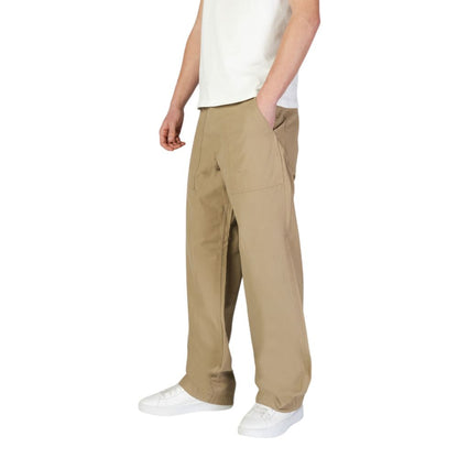 Beige Cotton Casual Pants