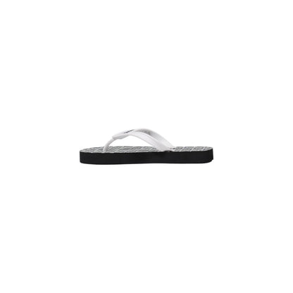 Black And White Rubber Flip-Flop Sandals