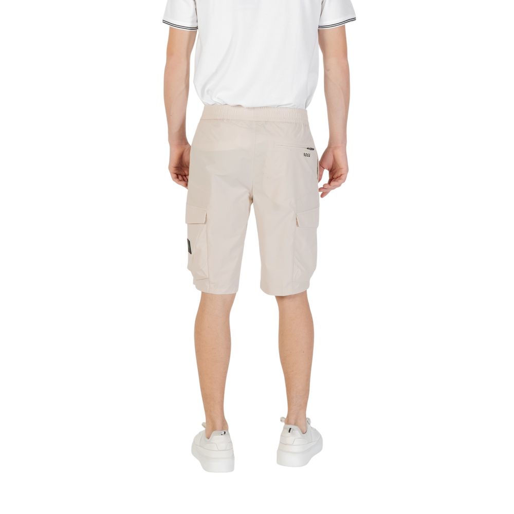 Beige Polyester Bermuda Shorts