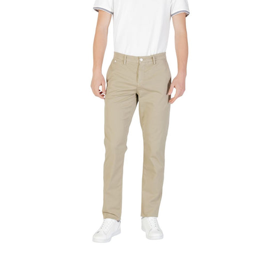 Green Cotton Casual Pants