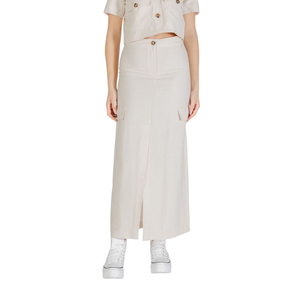Beige Viscose Long Skirt