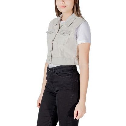 Light Blue Cotton Sleveless Jacket