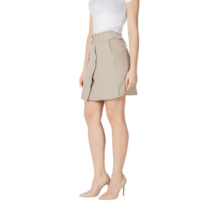 Beige Cotton Mini Skirt