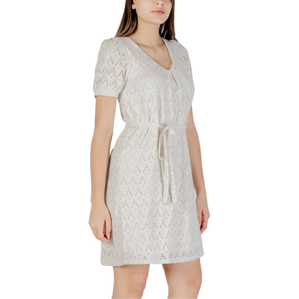 Beige Recycled Polyester Short Dress