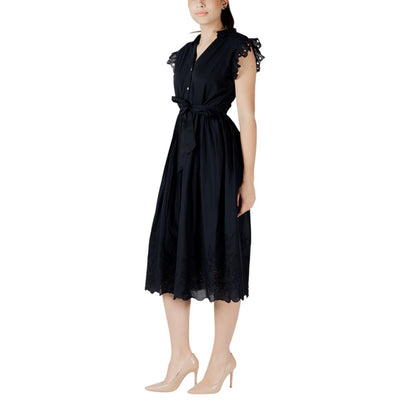 Black Cotton Midi Dress