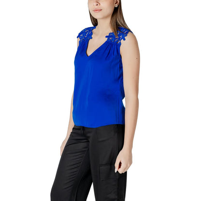 Blue Polyester Tank Tops