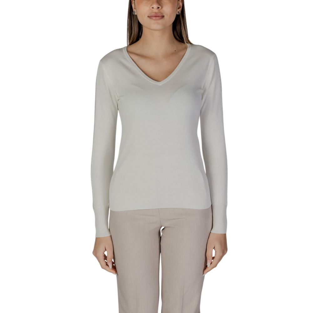 Cream Viscose Long Sleeve T-Shirt