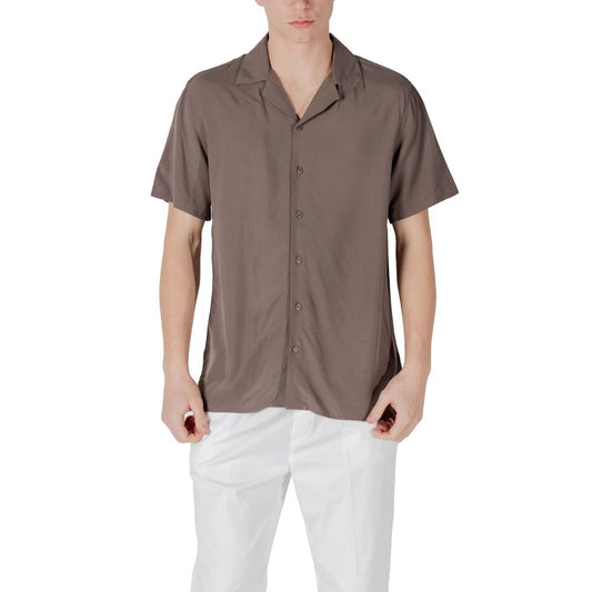 Brown Viscose Shortsleeve Shirt