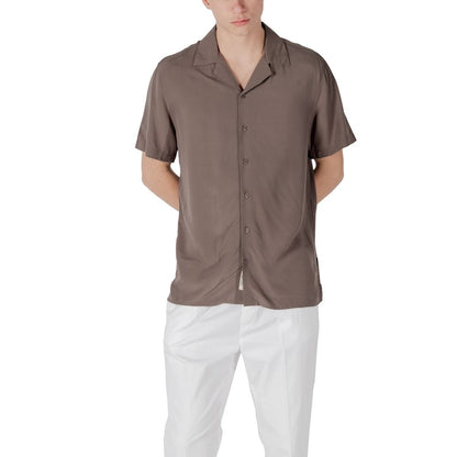 Brown Viscose Shortsleeve Shirt